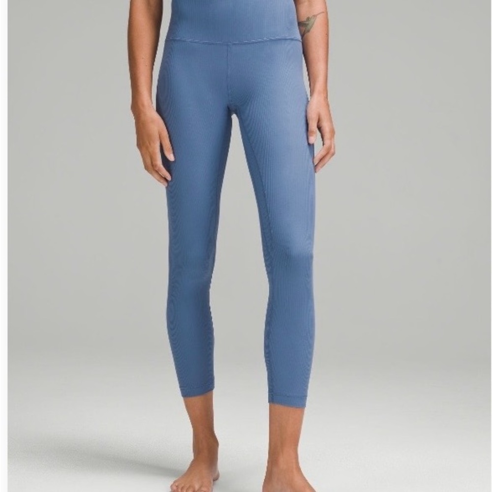 lululemon athletica Ribbed High-Rise Crop Leggings in Slate Blue